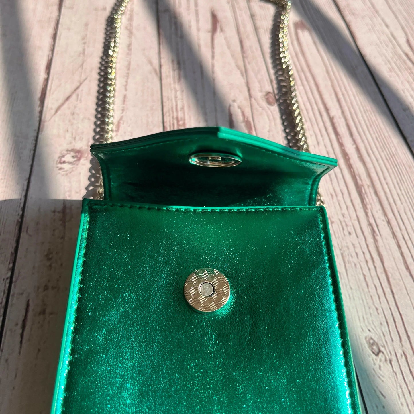 Minimalistic Metallic Blue Mobile Bag.
