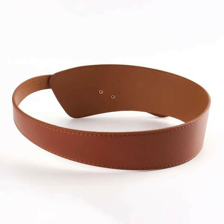 Solver Tan Women Belt with Golden Buckle.