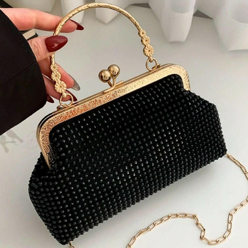 French Style Rhinestone Black Bag.