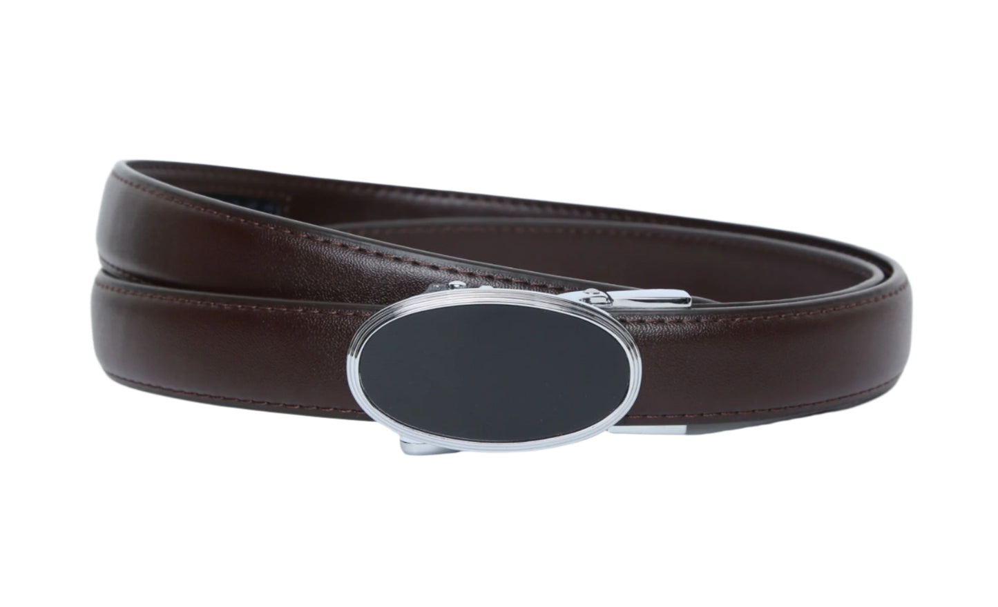 SSN Oval Silver Auto Lock Brown Belt