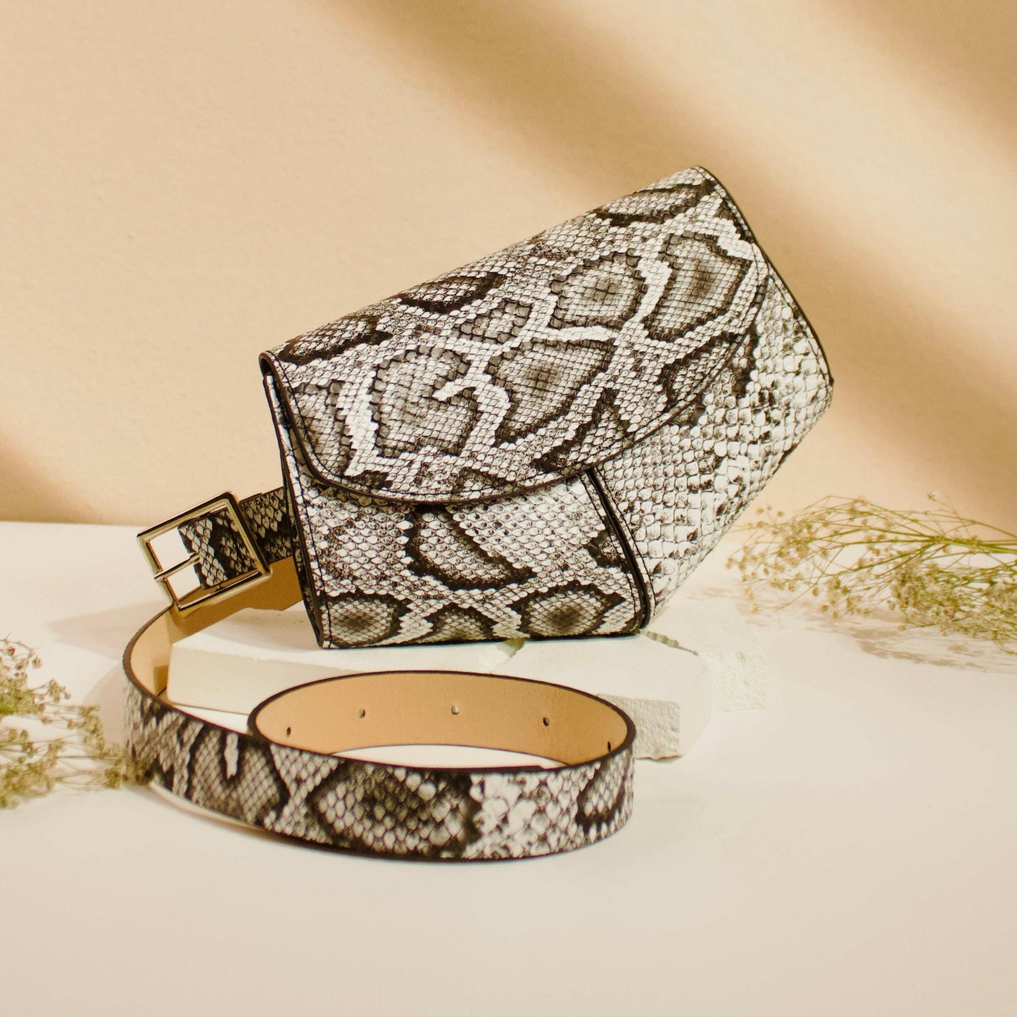 Snake Print Belt Bag.